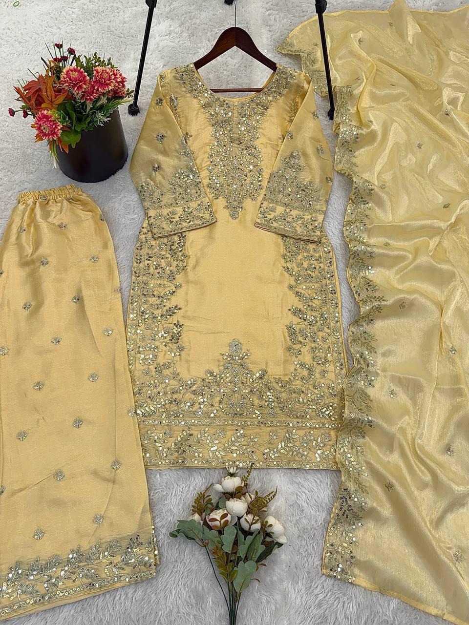 Roman Fabric Suit Set Yellow